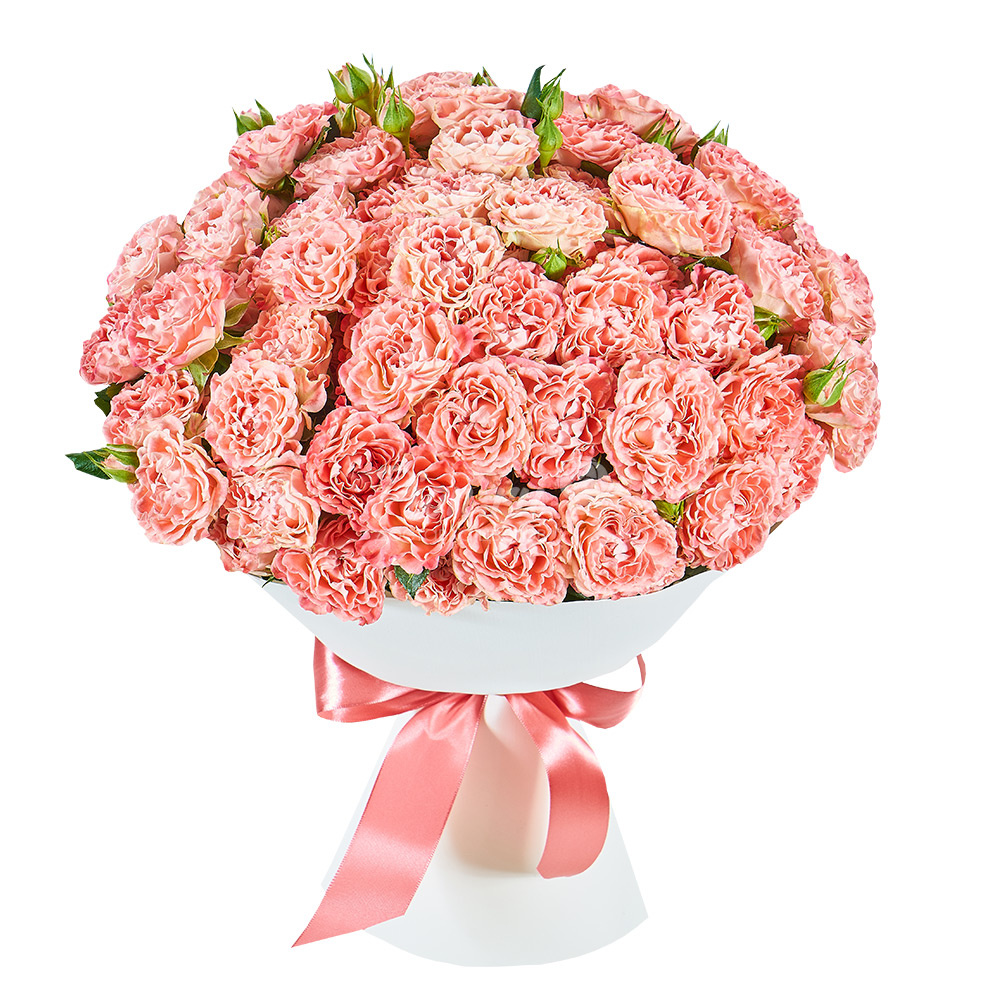 Купить розы в москве с доставкой дешево. 51 Кустовых пионовидных роз. Букет пионовидных роз 101.